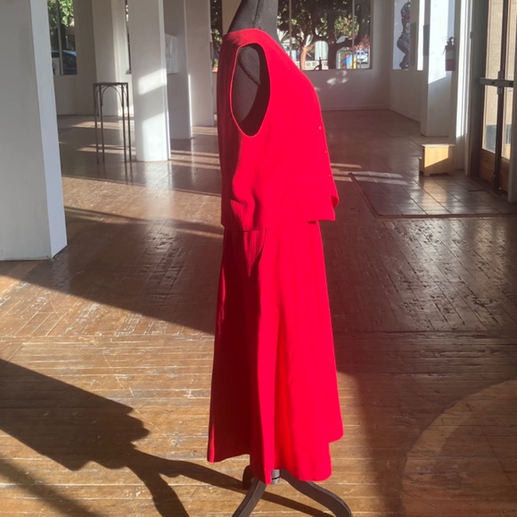 red 3pc vintage wool circle skirt set/suit - Picture 9 of 16